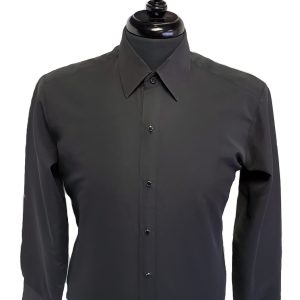 Black Microfiber Non Pleated Lay Down Collar