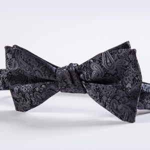 Charcoal Romance Paisley Bow Tie