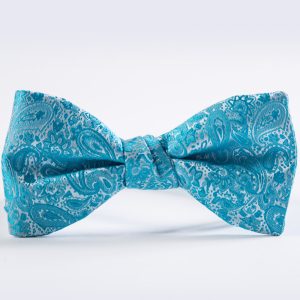 Turquoise Romance Paisley Bow Tie