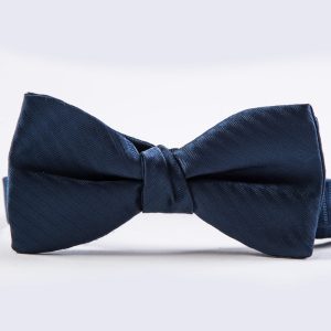 Navy Simply Solid Striped Bow Tie