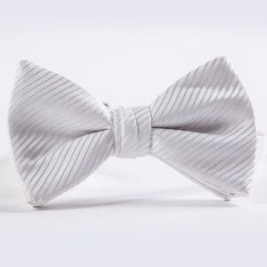 White Synergy Striped Bow Tie