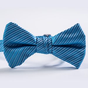 Marine Blue Striped Bow Tie