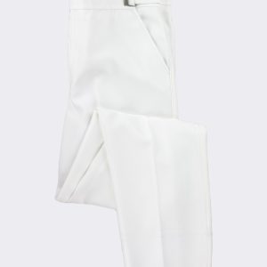 White Flat Front Tuxedo Trouser