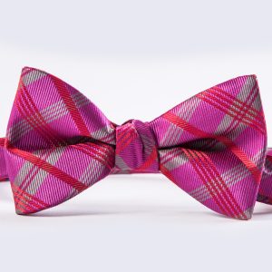 Raspberry Simply Solid Plaid Bow Tie