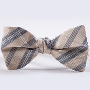Vera Wang Champagne Simply Solid Plaid Bow Tie