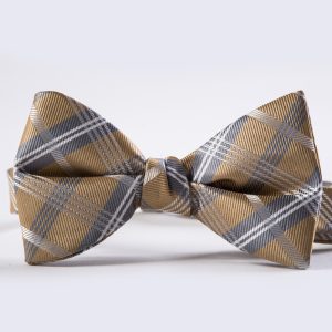 Toffee Gold Simply Solid Plaid Bow Tie