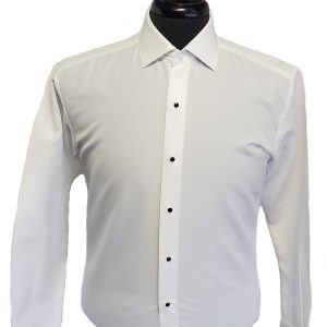 White Fitted Spread Collar Shirt with Fashion Cuff