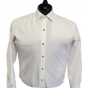 Ivory Fitted Spread Collar Shirt with Fashion Cuff