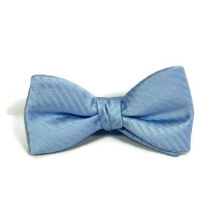 Ice Blue Striped Bow Tie